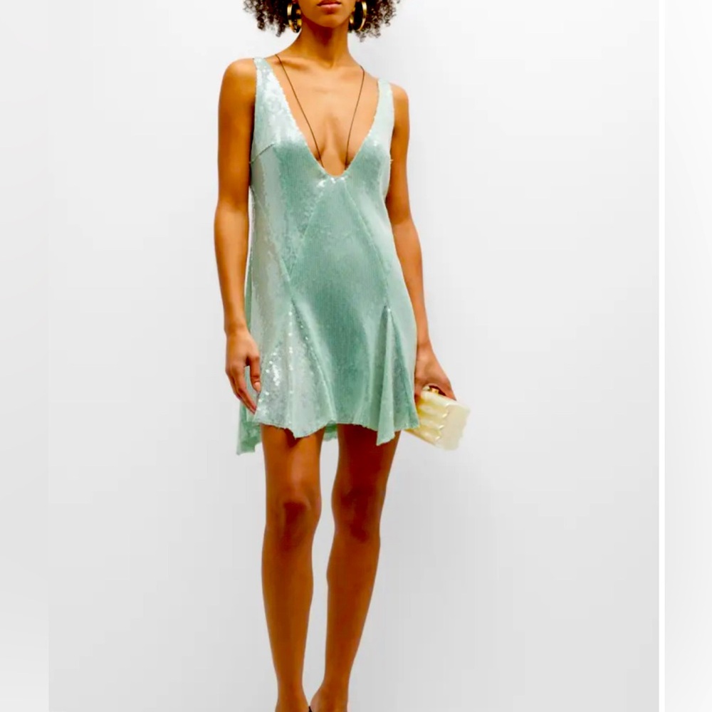 Tauri Sequin Plunging Mini Dress